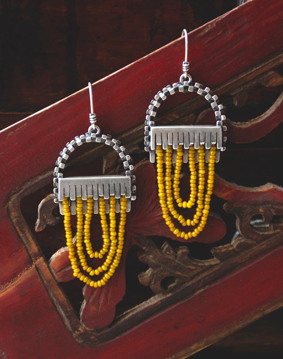 Folded and Fringed Earrings