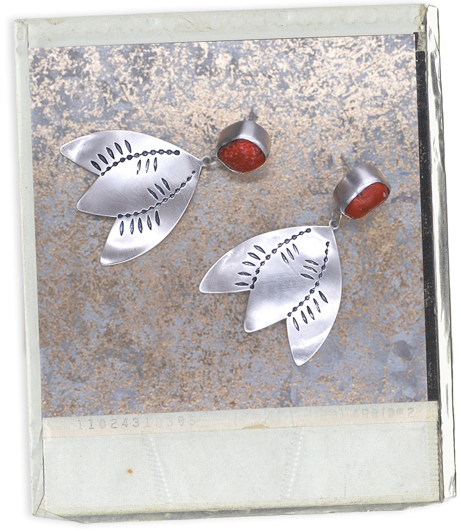 Winter Shedding Earrings- Vintage Coral
