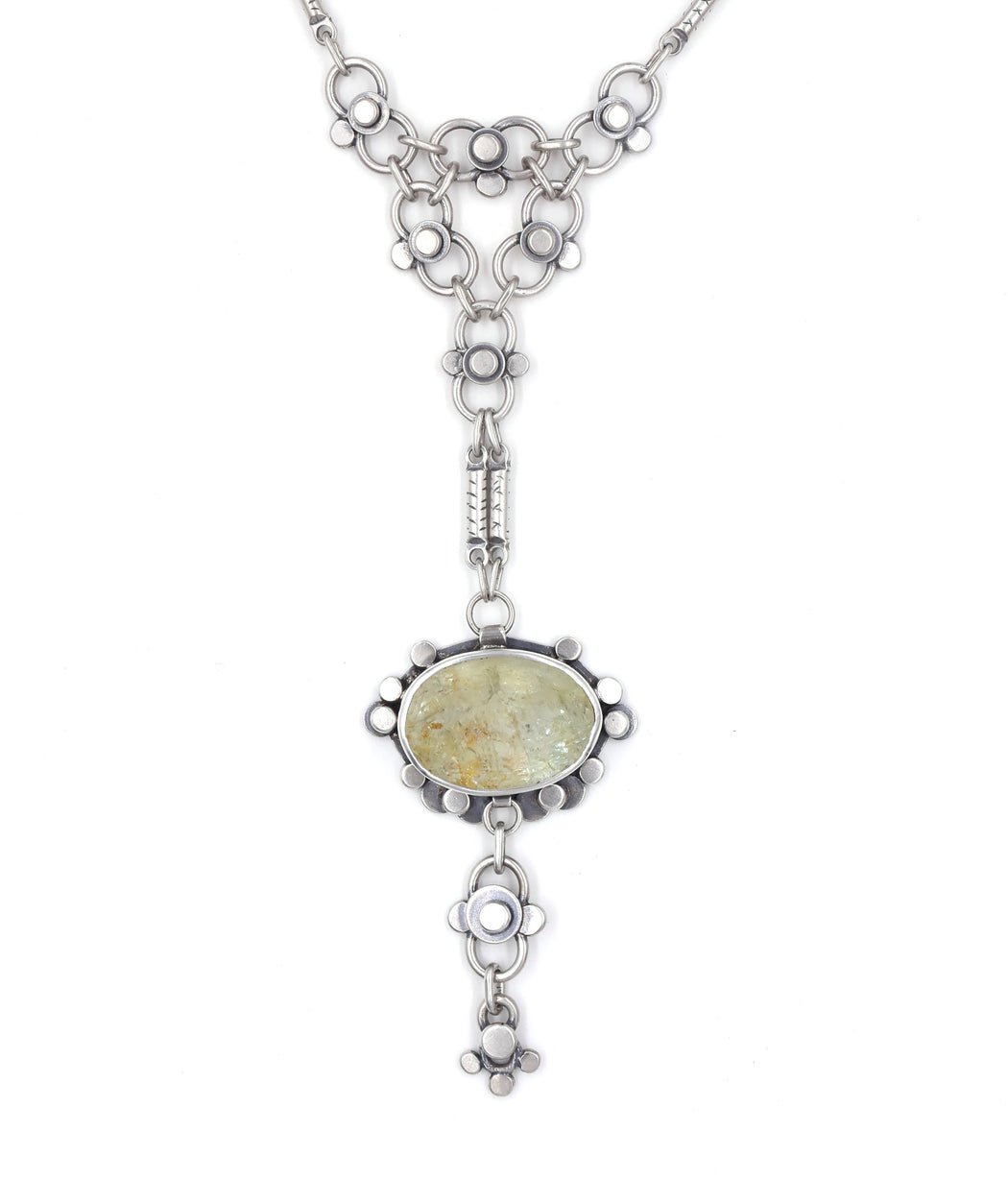 Autumn Lace Necklace- Moss Aquamarine