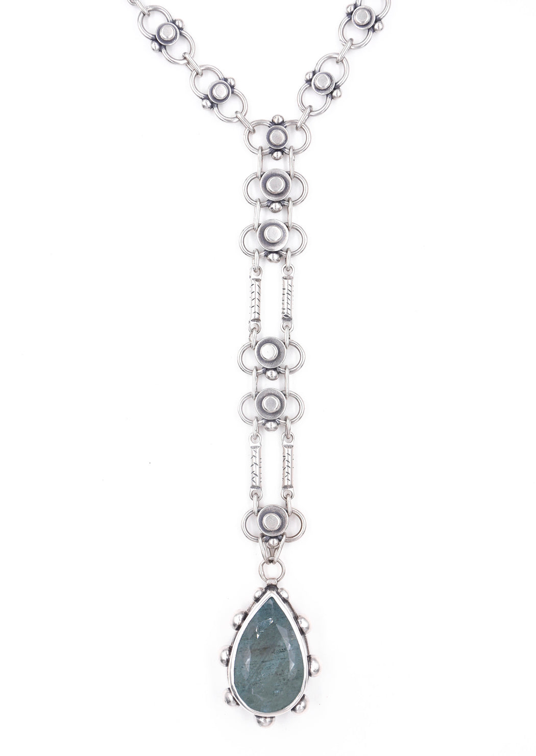 Autumn Lace Necklace- Studded Aquamarine