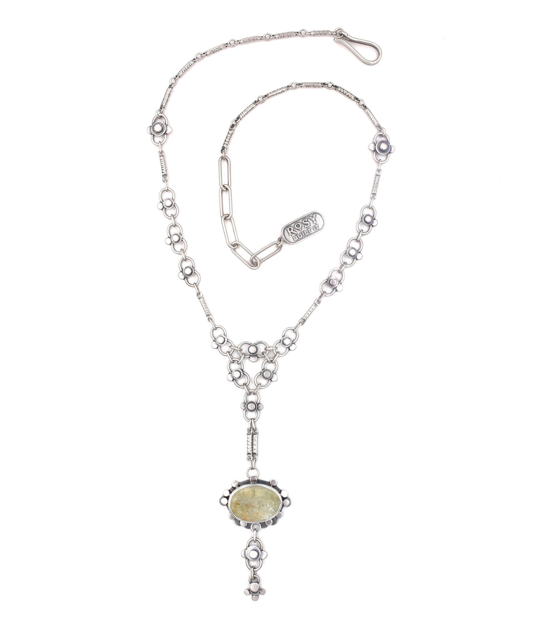 Autumn Lace Necklace- Moss Aquamarine