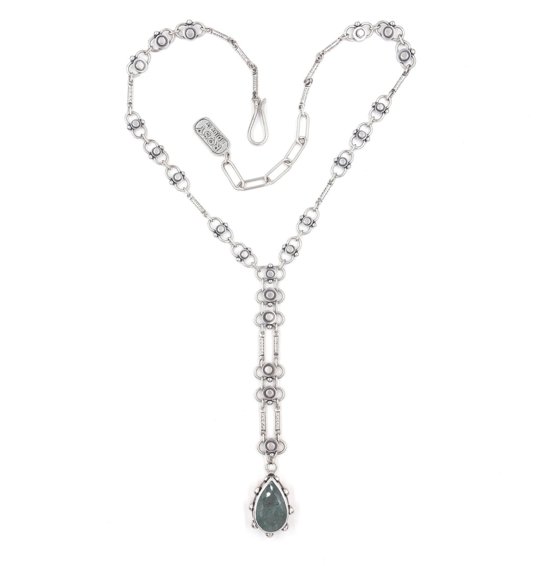 Autumn Lace Necklace- Studded Aquamarine