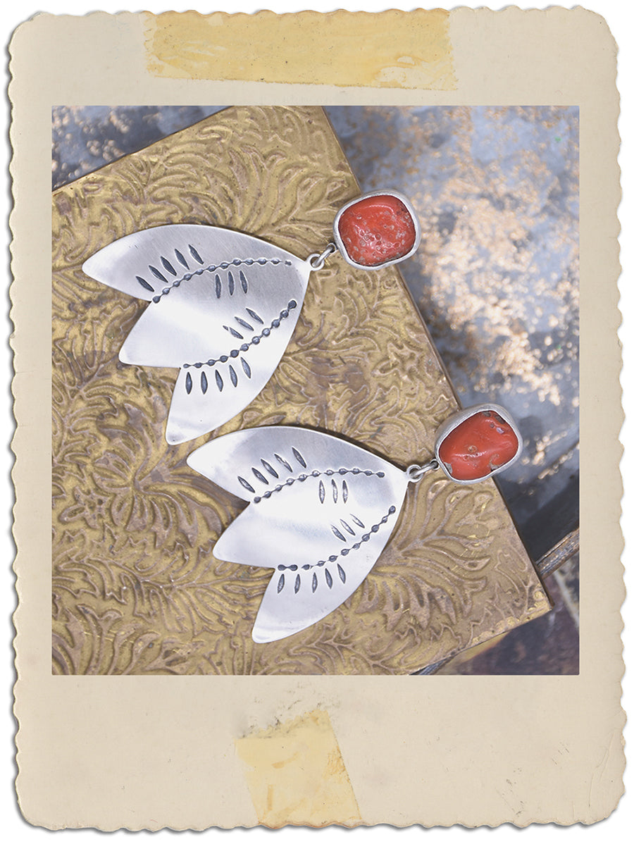 Winter Shedding Earrings- Vintage Coral