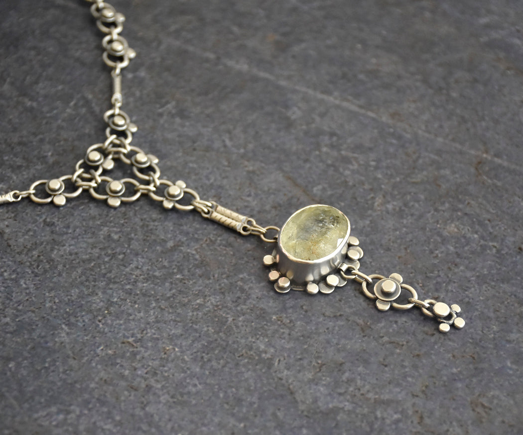 Autumn Lace Necklace- Moss Aquamarine