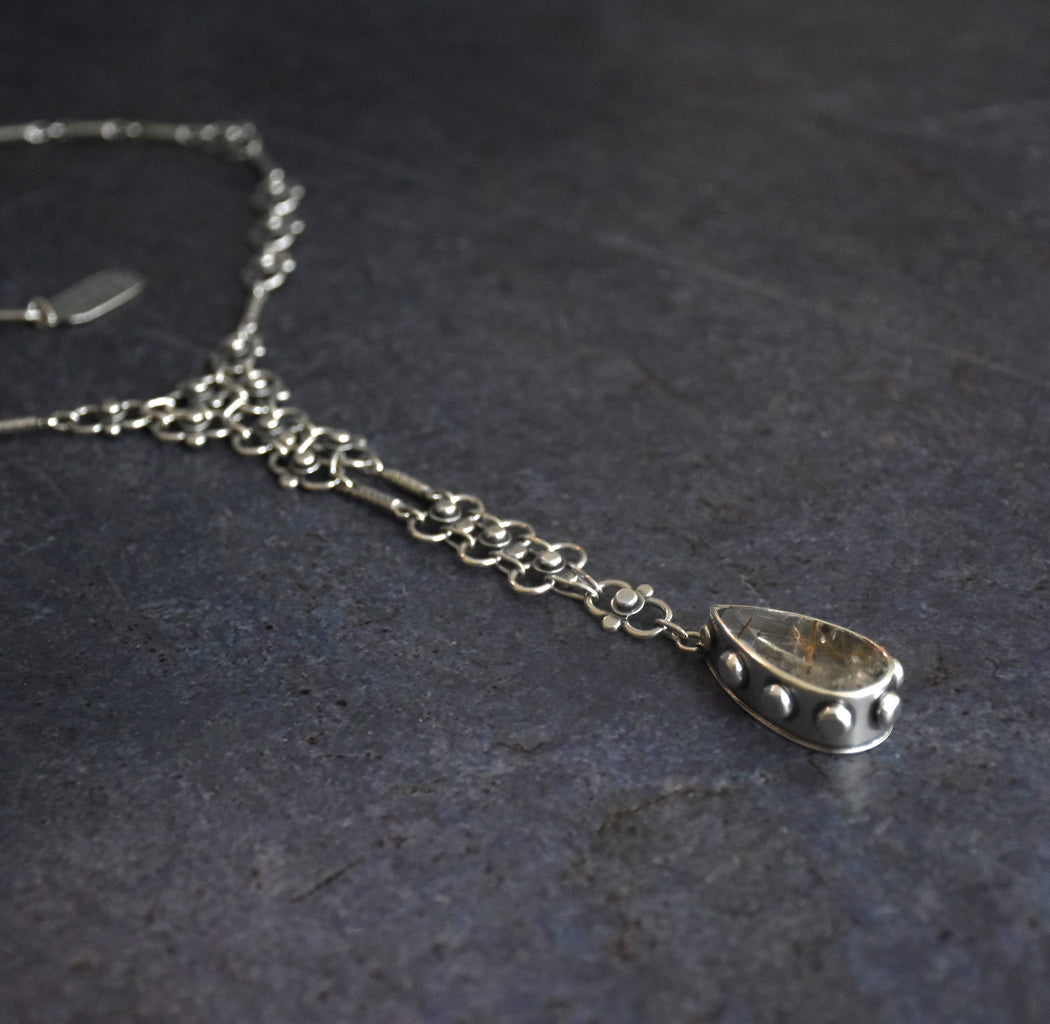 Autumn Lace Necklace- Crystal Rutilated Quartz