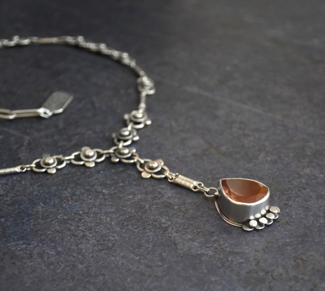 Autumn Lace Necklace- Pumpkin Rutilated Quartz