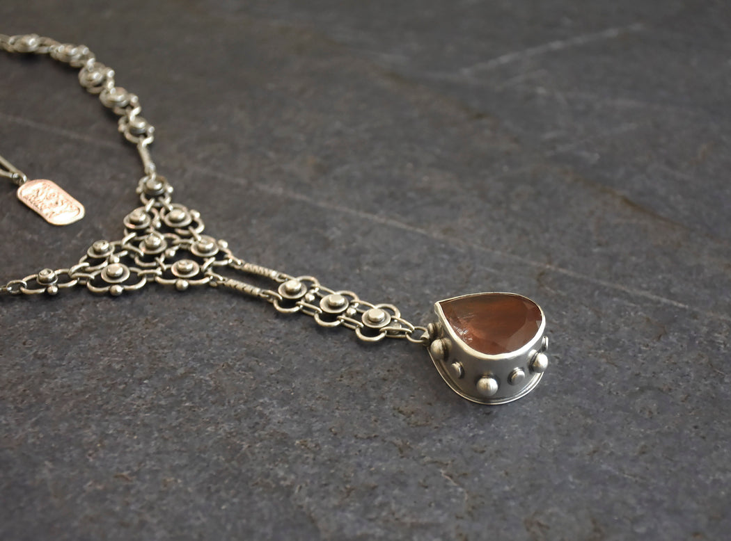 Autumn Lace Necklace- Rusty Rutilated Quartz