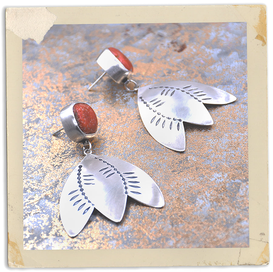 Winter Shedding Earrings- Vintage Coral