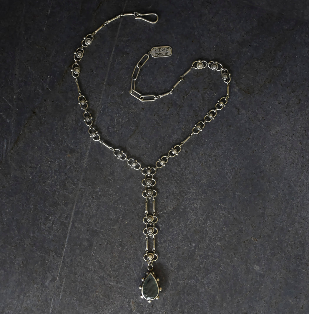 Autumn Lace Necklace- Studded Aquamarine