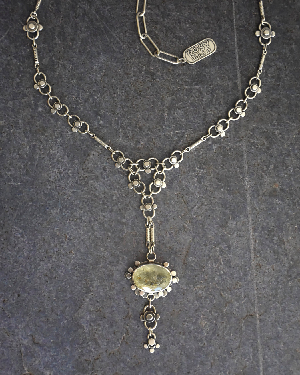 Autumn Lace Necklace- Moss Aquamarine