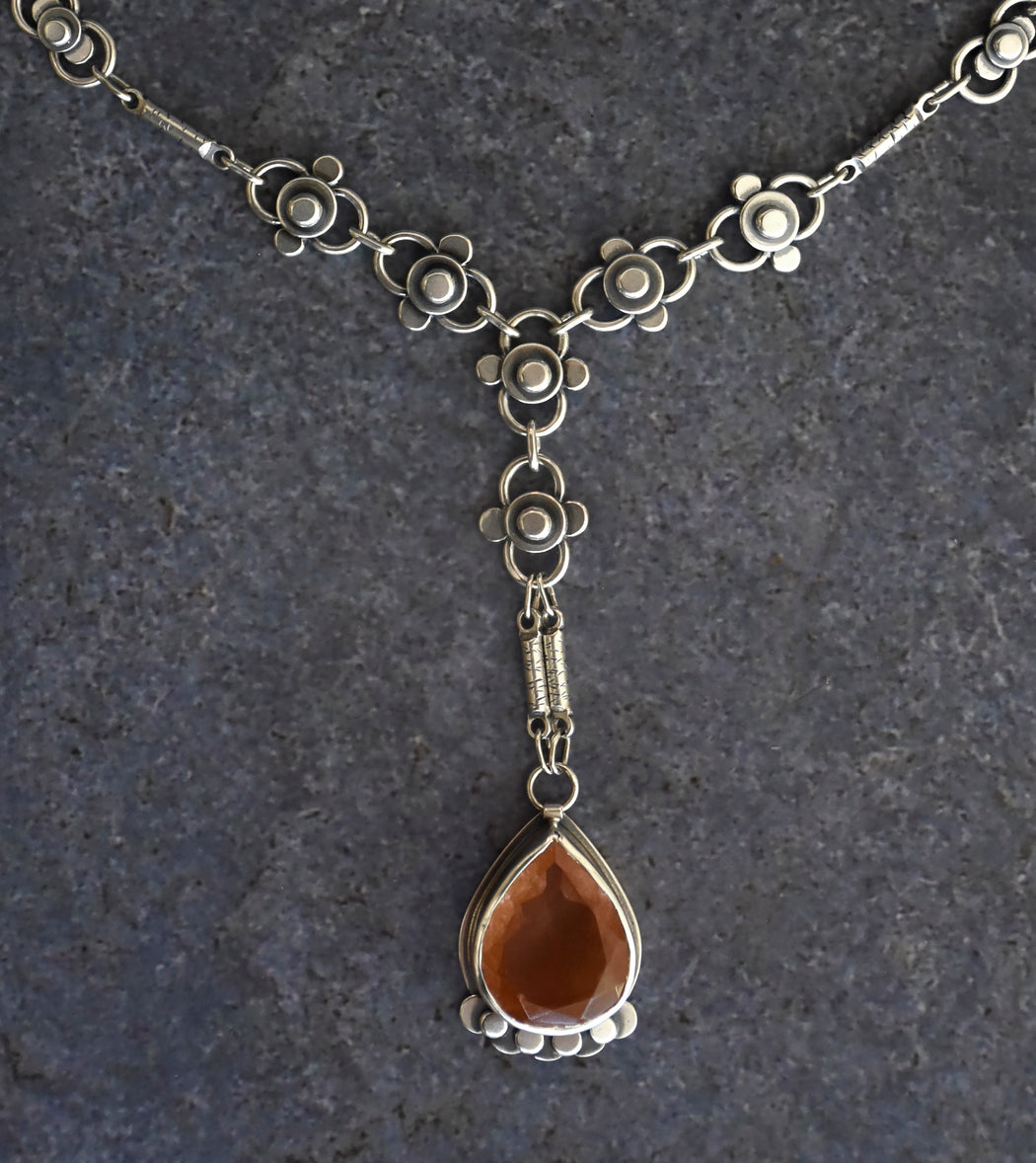 Autumn Lace Necklace- Pumpkin Rutilated Quartz
