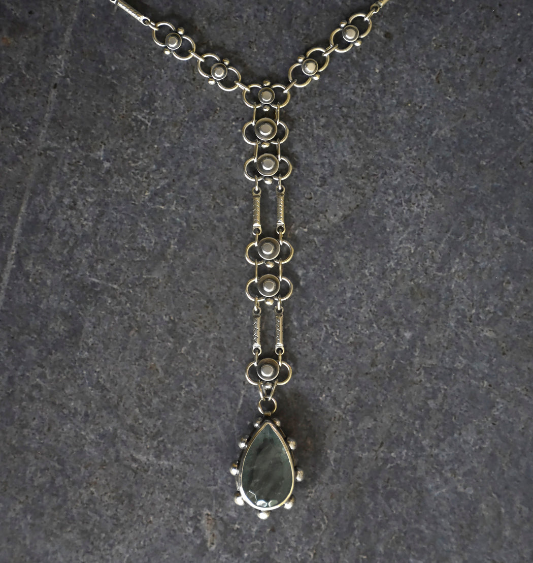 Autumn Lace Necklace- Studded Aquamarine