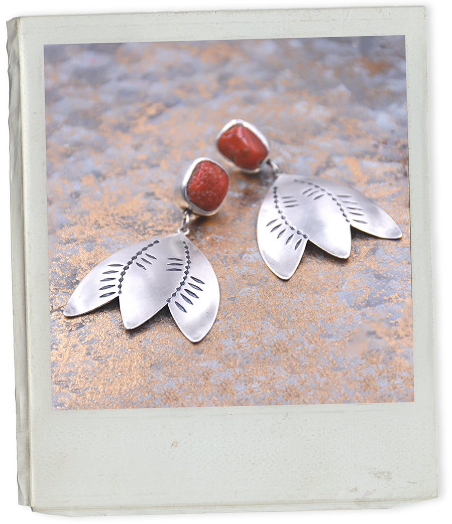 Winter Shedding Earrings- Vintage Coral