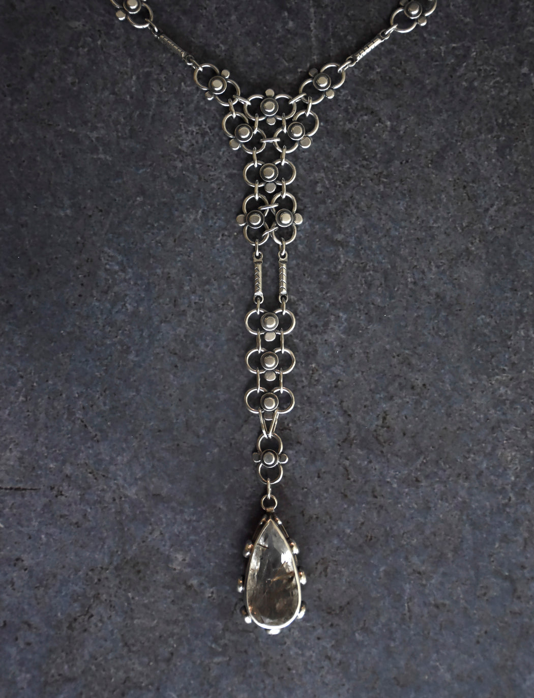 Autumn Lace Necklace- Crystal Rutilated Quartz