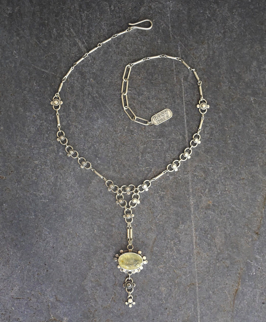 Autumn Lace Necklace- Moss Aquamarine