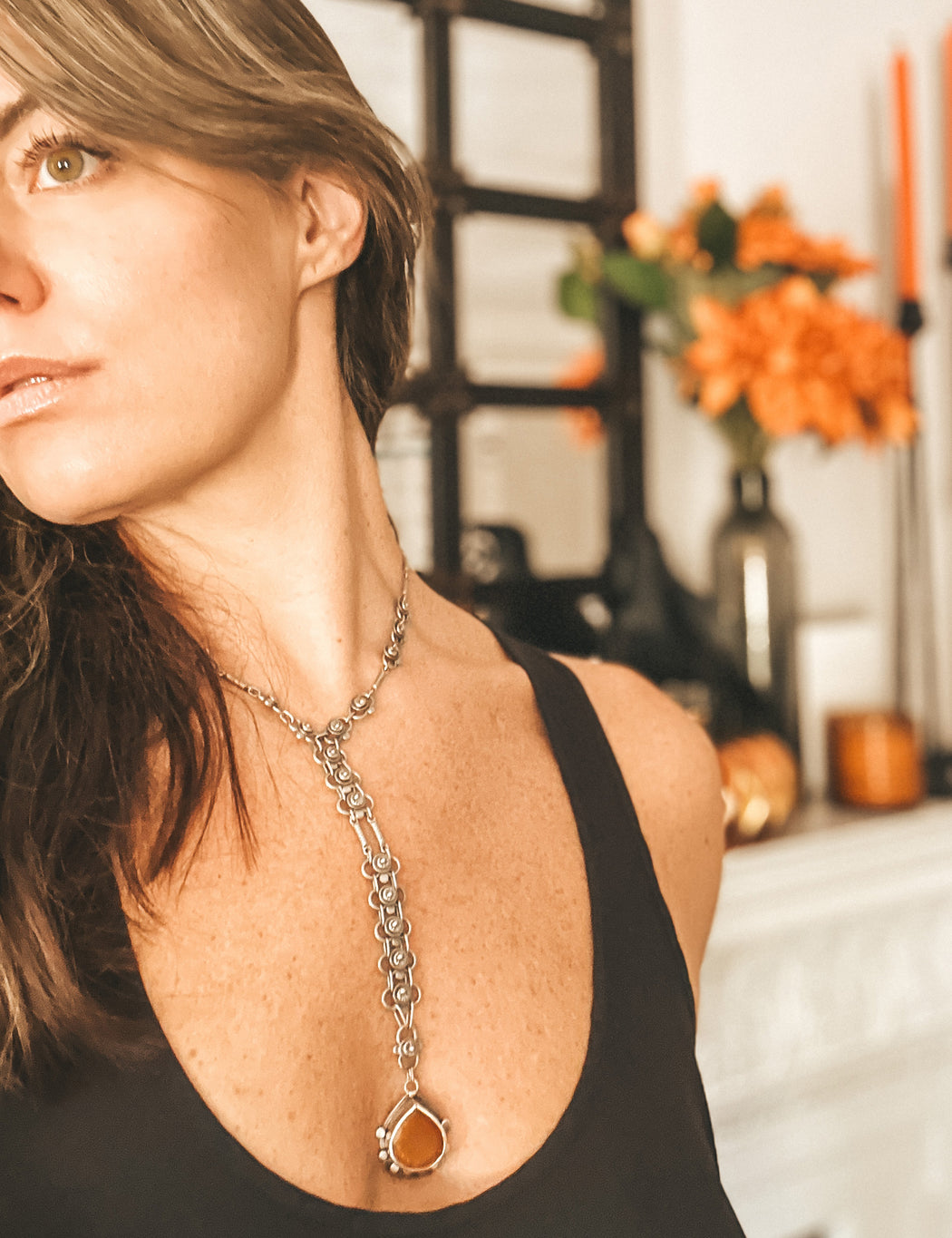Autumn Lace Necklace- Russet Rutilated Quartz