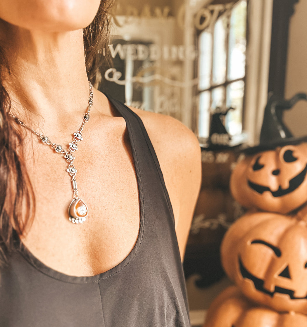 Autumn Lace Necklace- Pumpkin Rutilated Quartz